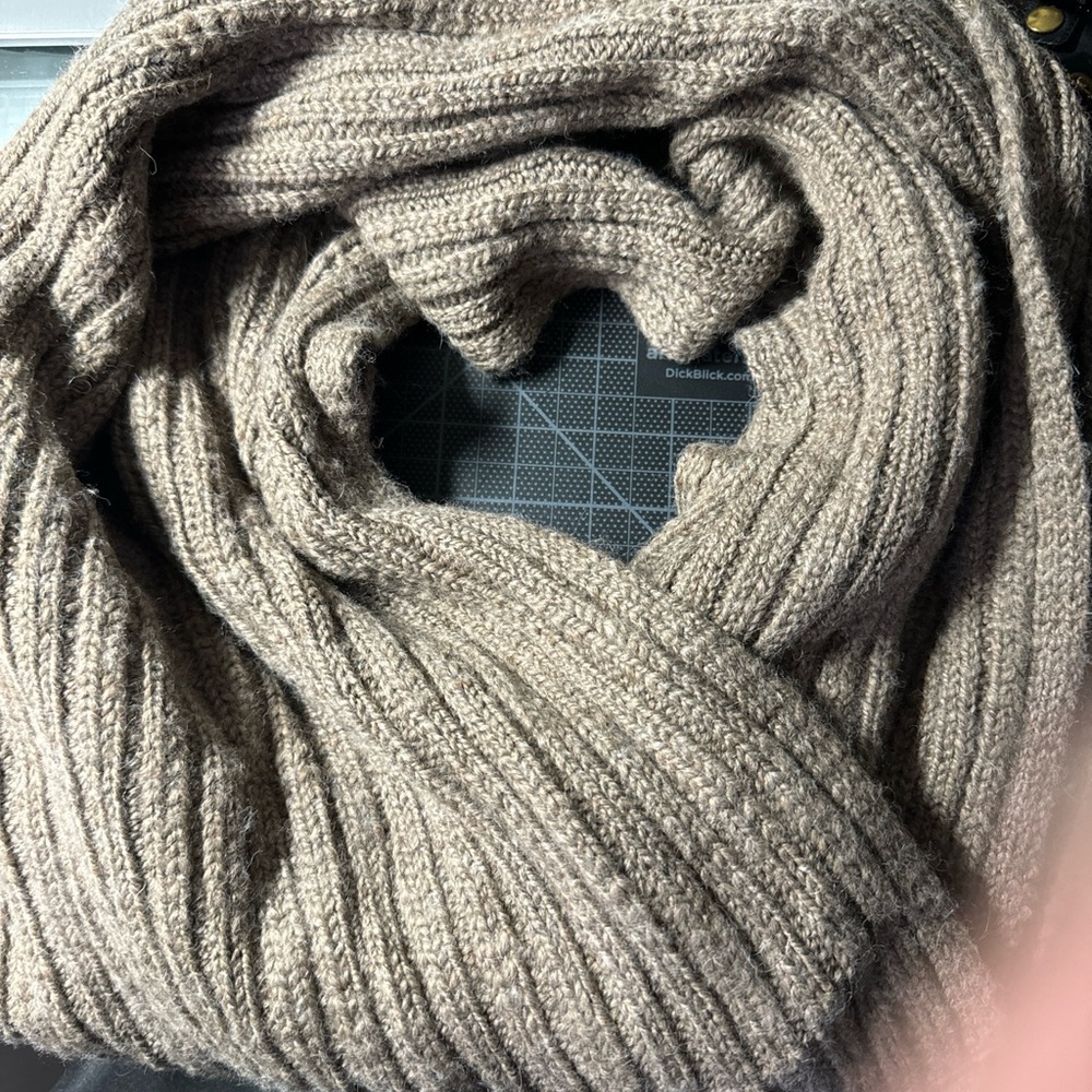 Eileen Fisher scarf SIENNA alpaca/wool beige cable knit long wrap
